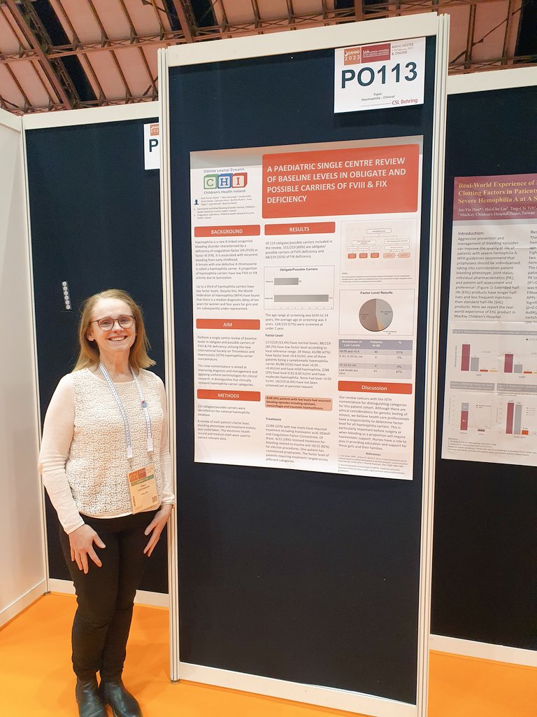 Well done on excellent poster highlighting the importance of determining factor levels of obligate and possible FVIII and FIX patients @RuthHunterNola1 and Past Chair/ Vice chair EAHAD nurses committee Mary Kavanagh @CHIatCrumlin @CHIIreland #EAHAD2023#peadiatriccoagulationcentre