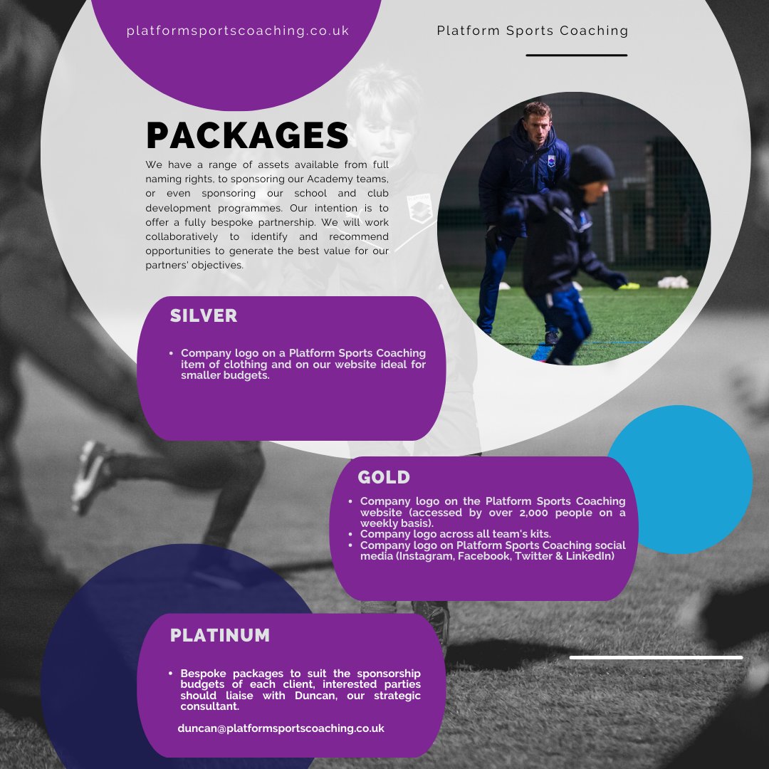 🤝 SPONSORSHIP OPPORTUNITY 🤝

Over the last 5 years we have grown rapidly, providing unique sporting opportunities to children within our programmes and as we continue to expand we are looking for a like minded business to sponsor Platform Sports Coaching. 

(2/3)
