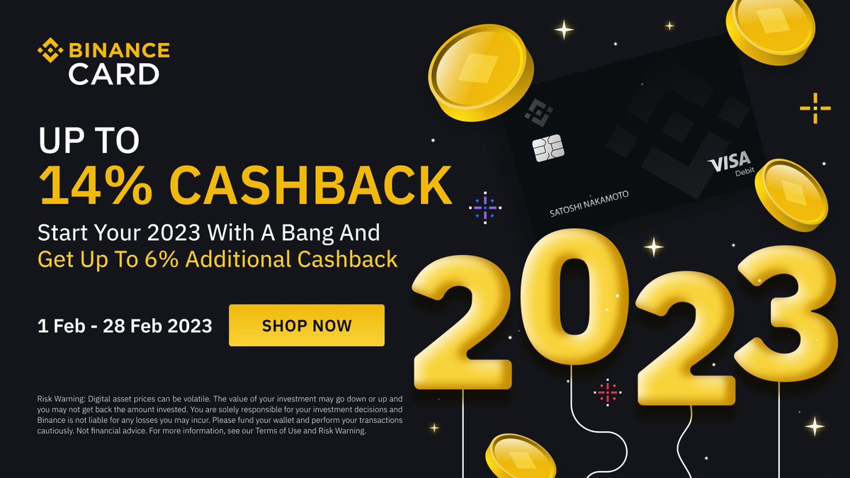 binance's tweet photo. February special: Spend with #Binance Card this month and enjoy up to 14% cashback!

Find out more ➡️ https://t.co/xAbUO0H2d9 https://t.co/c5a856Ev08