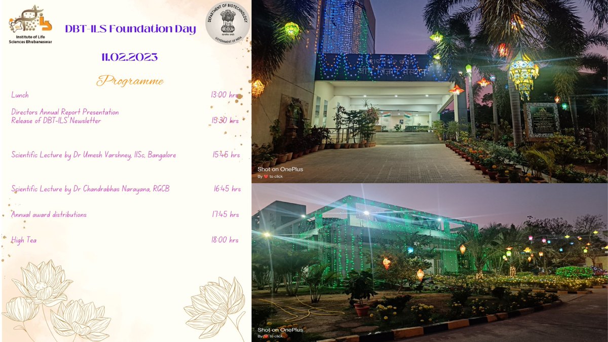 @DBT_ILS is all geared up to celebrate its 34th Foundation Day on 11th February 2023. Dr. Umesh Varshney, IISc, Bangalore, and Dr. Chandrabhas Narayana, RGCB, Thiruvananthapuram are invited to deliver the foundation day oration.