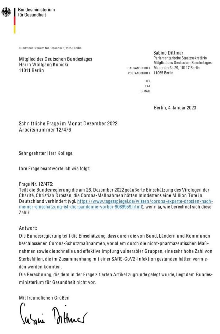 mz_storymakers's tweet photo. Eine Berechnung zu 1 Million Toten ohne sogenannte „Corona-Massnahmen“ ist dem @BMG_Bund nicht bekannt. #Lauterbachlügt bei #Lanz #Lauterbach @Karl_Lauterbach https://t.co/KpBHZaeydb
