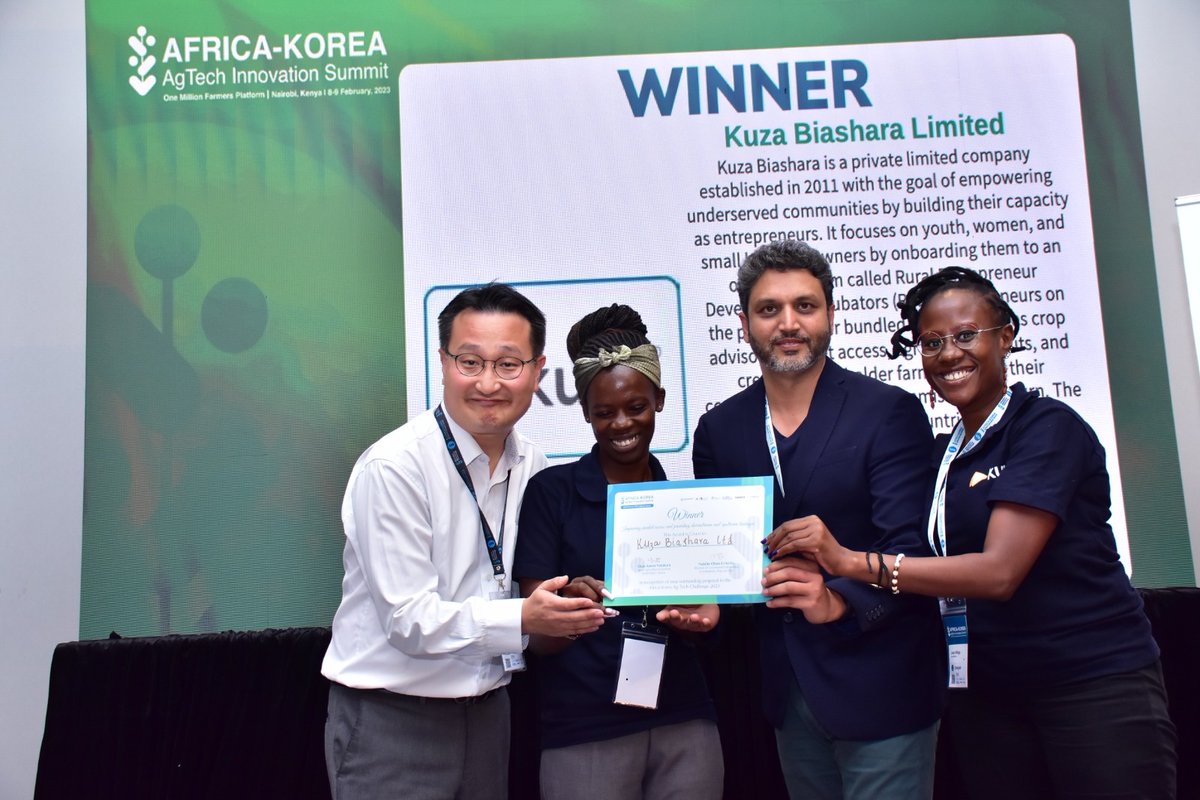Kuza One (@kuza_biashara) on Twitter photo Excited to share the news! @Kuza_One takes the win in the Africa-Korea Innovation Challenge for DATs improving access to markets for small holder farmers. Bridging the knowledge gap for a stronger future in agriculture #DAT #SmallholderFarmers <a href="/SBharatam/">Sriram Bharatam</a> Excited to share the news! @Kuza_One takes the win in the Africa-Korea Innovation Challenge for DATs improving access to markets for small holder farmers. Bridging the knowledge gap for a stronger future in agriculture #DAT #SmallholderFarmers <a href="/SBharatam/">Sriram Bharatam</a>