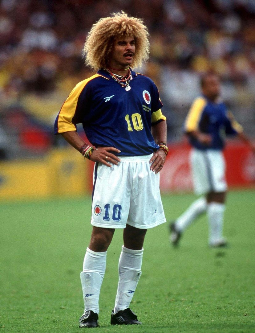 90sfootball's tweet photo. Carlos Valderrama, France '98. https://t.co/X7bmbJ40I7