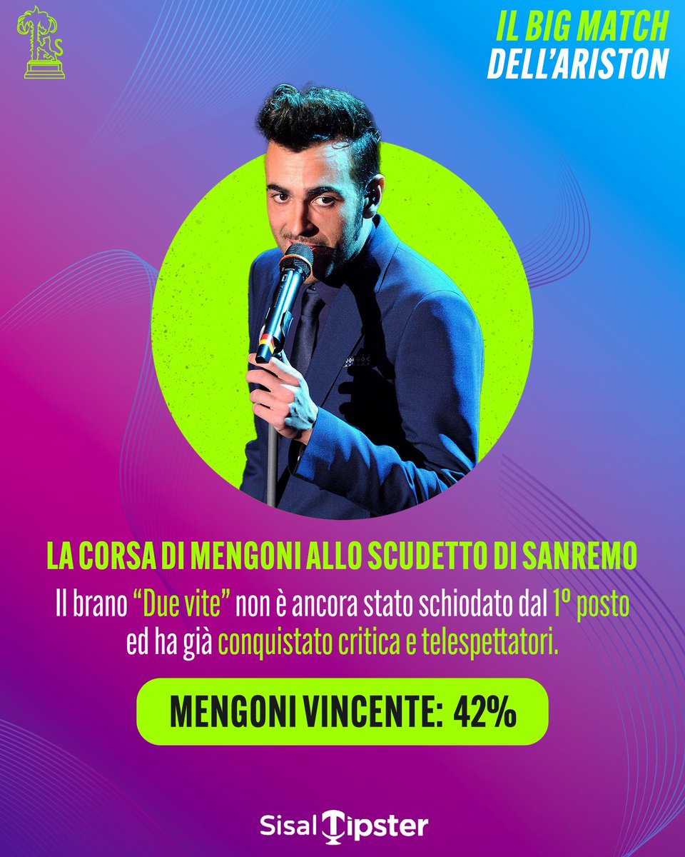 Secondo voi riuscirà a mantenere la vetta della classifica fino alla fine?👇💭

#sisaltipster #tquality #tqualitydaldivano #ilbigmatchdellariston #ilprotagonista  #sanremo #sanremo2023 #mengoni
