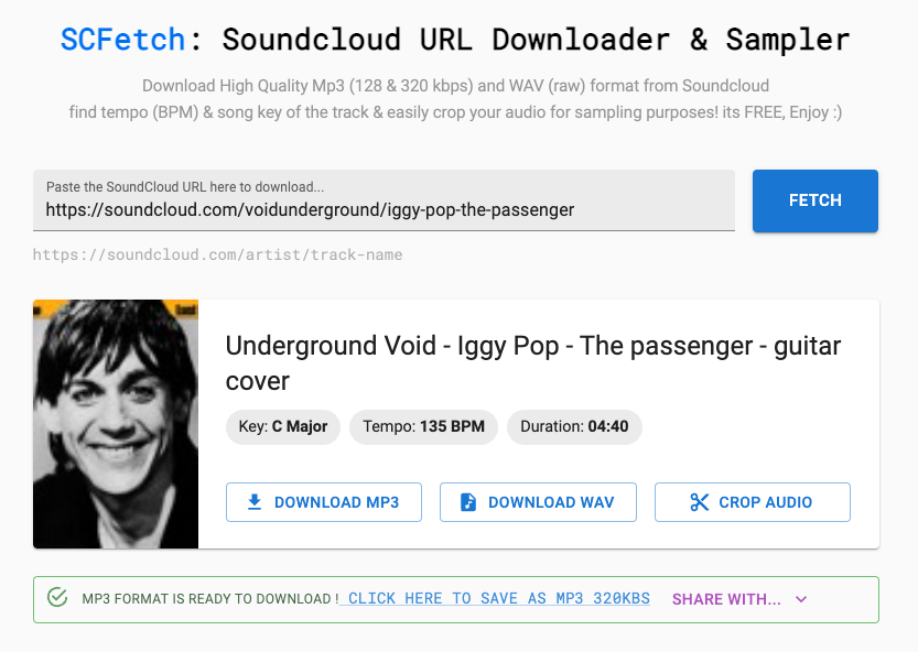 scfetch's tweet photo. I made this tool for Djs and producers to download their tracks in WAV format via Soundcloud URL /  get the song tempo BPM and song key / Also crop and sample the track! https://t.co/aAZ3zUSPBZ
#djs #producers #sampling  #samplemusic
#soundclouddownloader #songbpmfetcher https://t.co/Op9QaP5sOd