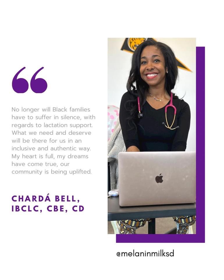 #BlacktationDiaries-Day 10-Chardá Bell CLEC, CBE, CD, IBCLC is a Certified Doula, Childbirth Educator, Certified Parent Educator &amp; Lactation Consultant. Chardá also owns <a href="/melaninmilksd/">Chardá Bell, IBCLC - Melanin Milk SD</a>. Thank you for all you do to protect, promote &amp; support birth &amp; human milk feeding in CA. #BHM