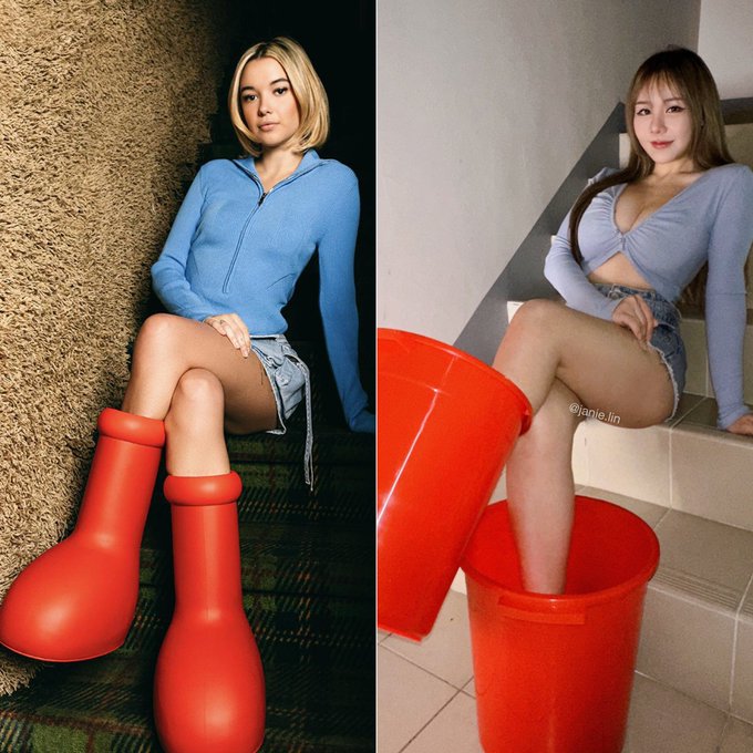 I &amp; my Big Red Buckets. #MSCHF #BigRedBoots #Fashion ?  Original. @mschf  🩴 @RIPNDIP https://t.co/is<a href="/tag/mschf"class="tags">#MSCHF</a><a href="/tag/bigredboots"class="tags">#BigRedBoots</a><a href="/tag/fashion"class="tags">#Fashion</a>
