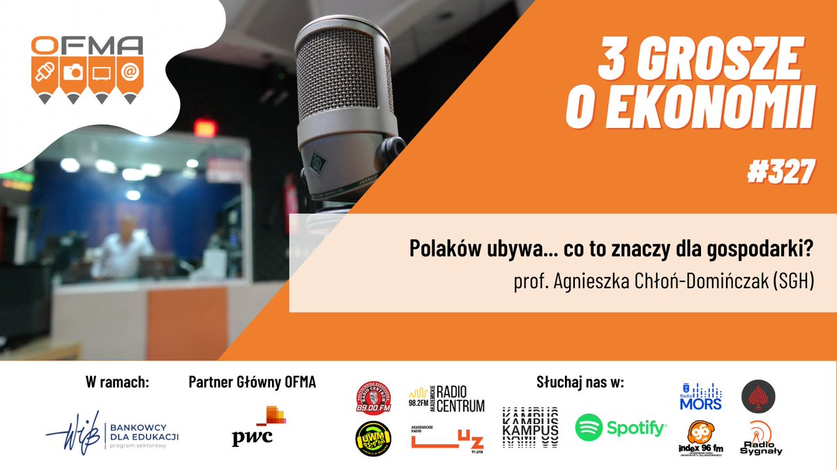 OFMApl's tweet image. Przyrost naturalny wciąż pozostaje ujemny 📉 W audycji #3groszeoekonomii prof. Agnieszka Chłoń-Domińczak, prorektor @SGHWarsaw mówi 🗣️ o trendach demograficznych w 🇵🇱 i konsekwencjach dla gospodarki. Zaprasza @piotrekto 🎙️

🟢 Posłuchaj👉 open.spotify.com/episode/6XNlLu…