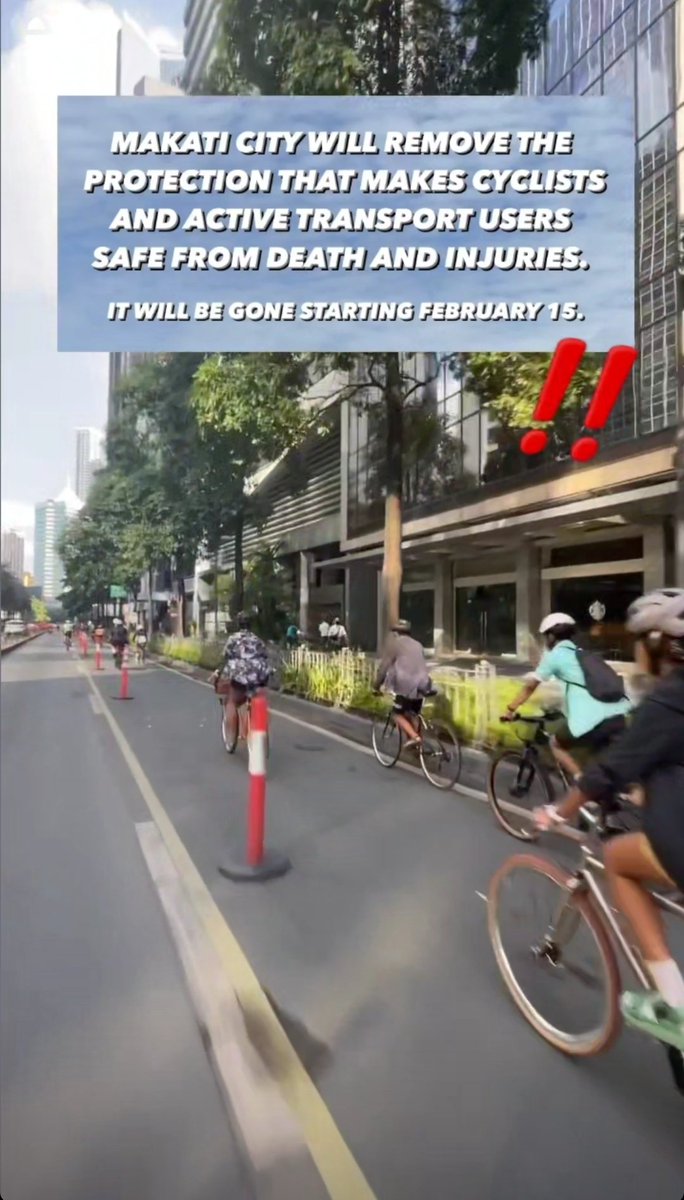 Can @WorldBollard try and knock some sense into @MakeItMakati and not remove the protected bike lane lmao 

Literally removing the safe space cyclists have on the road??? We do not want to get hurt by insensitive drivers #StayProtected #SafeRoadsForAll

📷: firstbikeride on IG
