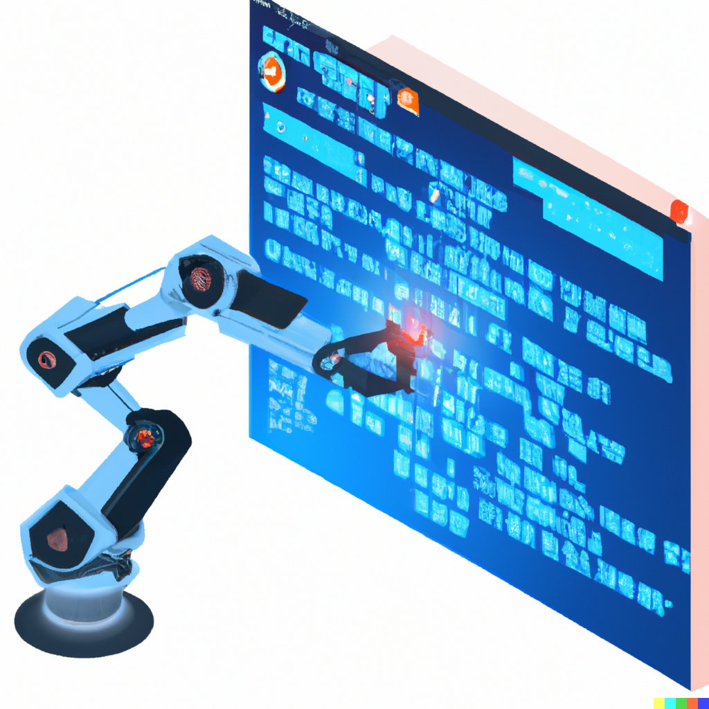 pinconschi's tweet photo. "Advanced security toolset with a robotic arm picking up a vulnerability from a code file in isometric style with transparent background" via DALL·E 2 @OpenAI https://t.co/AXqDcNBxqw