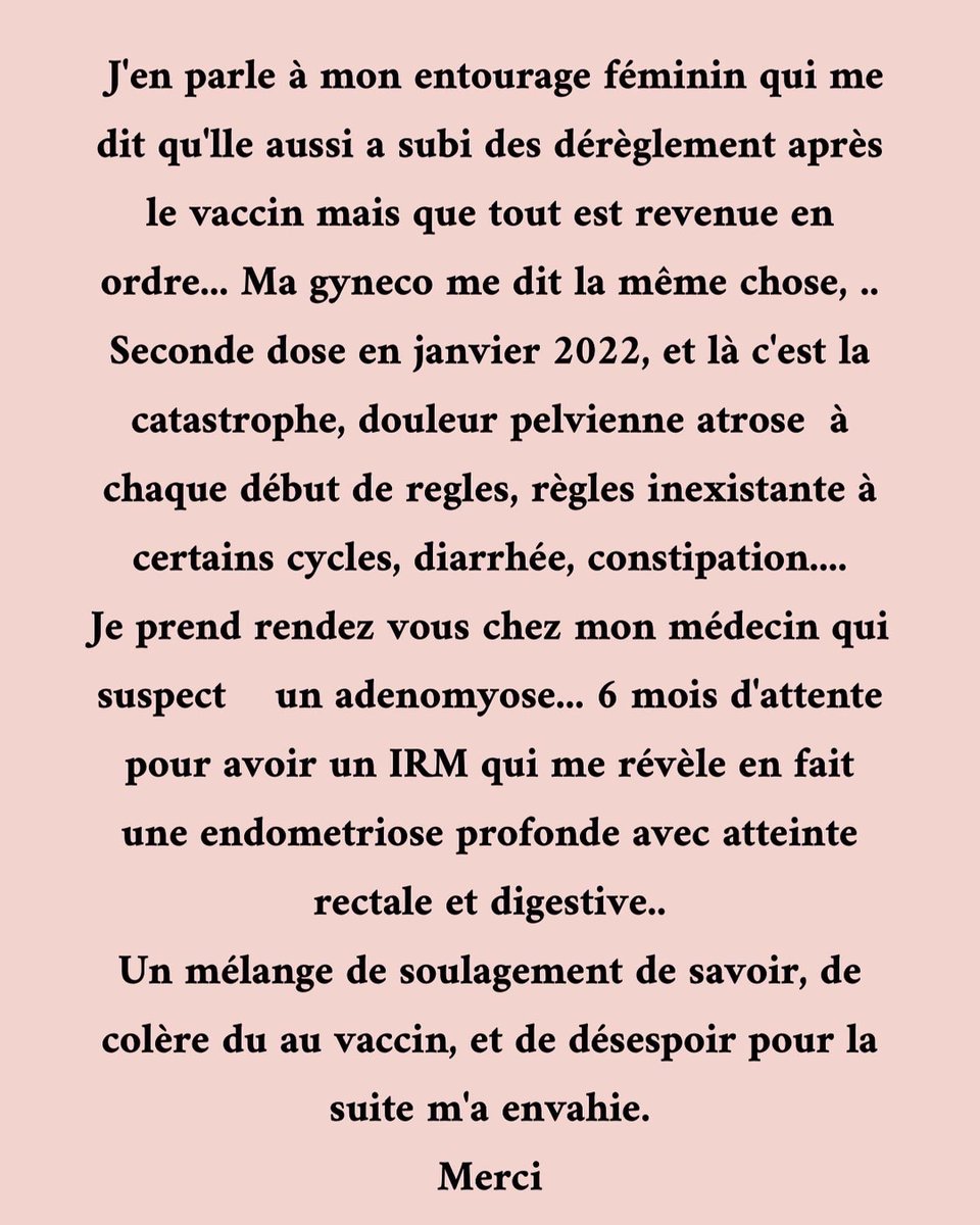 ouestmoncycle's tweet photo. Témoignage publié #505… j’ai la rage pour ces femmes, ces santés et ces corps dévastés. Des corps broyés par la folie de certains humains sans humanité… tristesse immense @Marc_Doyer @verity_france @VaxC19Acouphene @ARTEfr @franceinter https://t.co/B7fivwRxRm