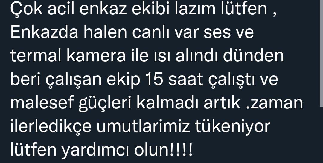 aptalsarisinsu's tweet photo. #depremsondakika #depremzede #AHBAP Zilan Dursun Aydın
Mikail Aydın
Güzelburç mahallesi 600 konut Yapı Koop.kime evleri 600 konutlar sitesi 58.blok no:1AB
ANTAKYA/HATAY iletişim:05495498434 https://t.co/wwLCCG2hu1