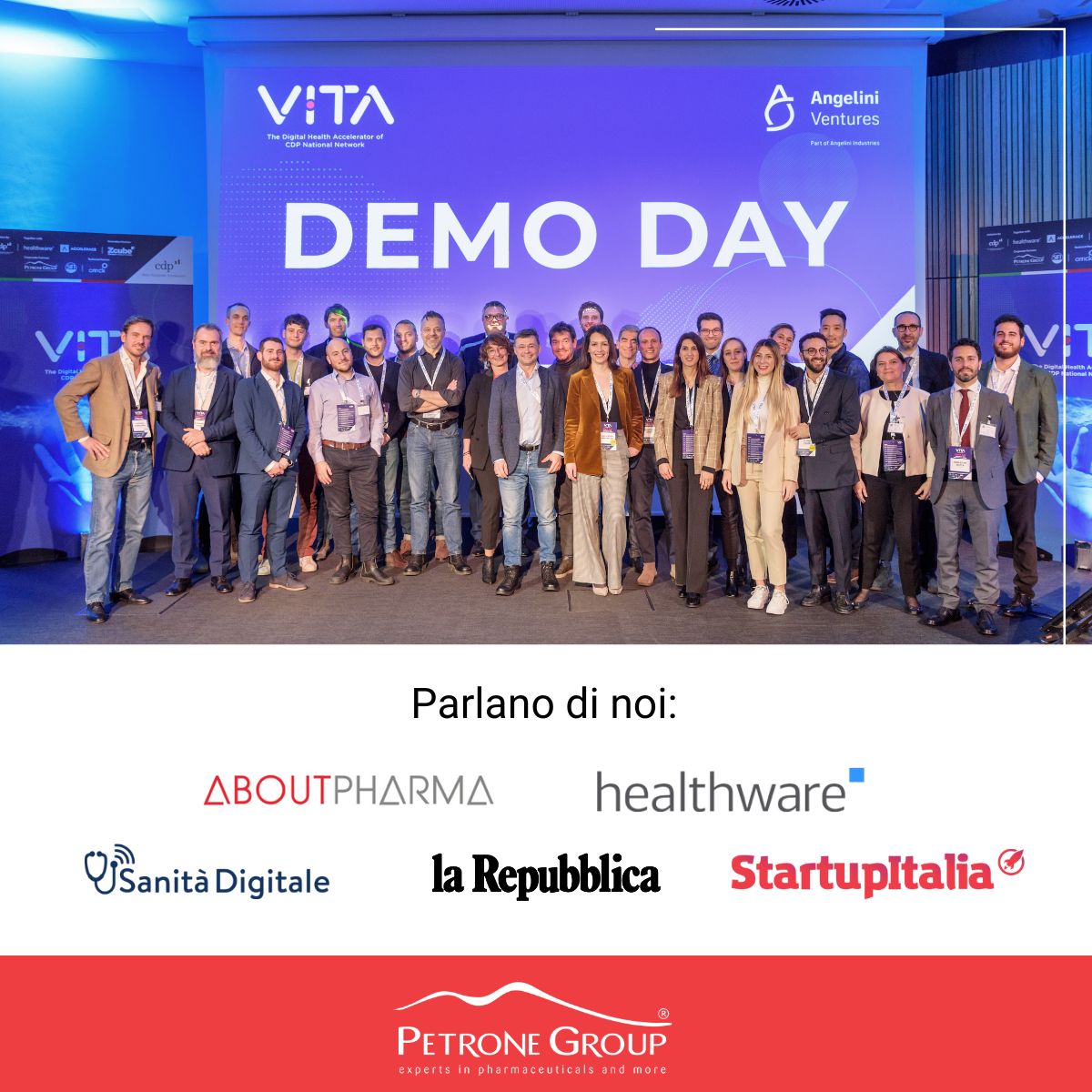 Petrone Group (@grouppetrone) on Twitter photo 𝗣𝗲𝘁𝗿𝗼𝗻𝗲 𝗚𝗿𝗼𝘂𝗽 participated as a corporate supporter in VITA Accelerator, the Digital Health Accelerator of CDP National Network, the biotech start-up accelerator whose programme rewards innovative companies in the pharmaceutical sector. <a href="/VitaAccelerator/">VITA Accelerator</a> #PetroneGroup 𝗣𝗲𝘁𝗿𝗼𝗻𝗲 𝗚𝗿𝗼𝘂𝗽 participated as a corporate supporter in VITA Accelerator, the Digital Health Accelerator of CDP National Network, the biotech start-up accelerator whose programme rewards innovative companies in the pharmaceutical sector. <a href="/VitaAccelerator/">VITA Accelerator</a> #PetroneGroup