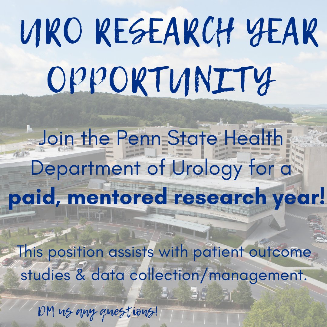 📢 We are hiring for a paid, mentored research year! 📢Anyone who went unmatched should apply! Application link: bit.ly/3j3vZlH #urology #research #Match2023 #hiring #learning #data #patients #UroSoMe #UroMatch2023