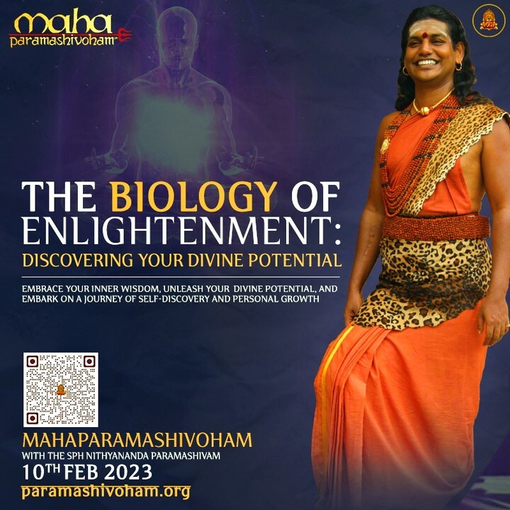 SriNithyananda's tweet photo. MAHAPARAMASHIVOHAM - DAY 2 🔱🕉️

Embrace your inner wisdom and unleash your divine potential with 'The Biology of Enlightenment: Discovering Your Divine Potential' 

A journey to uncover the secrets of self-discovery and personal growth.

Register Now: … https://t.co/kQh64QKc4J