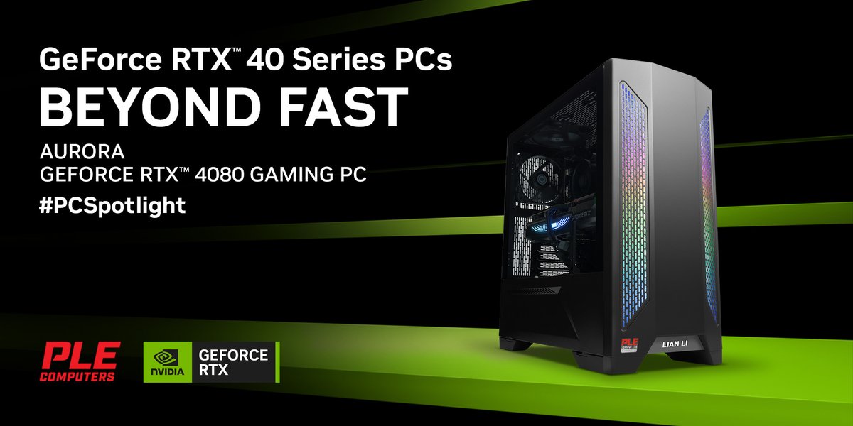 NvidiaANZ's tweet photo. The Aurora Gaming PC by @PLEComputers featuring ZOTAC GeForce RTX 4080 16GB Graphics.
➡️ https://t.co/qVMBRJYEUi
#PCSpotlight #GeForceRTXPCs #TheUltimatePlay https://t.co/6Bi19ZK3Bx