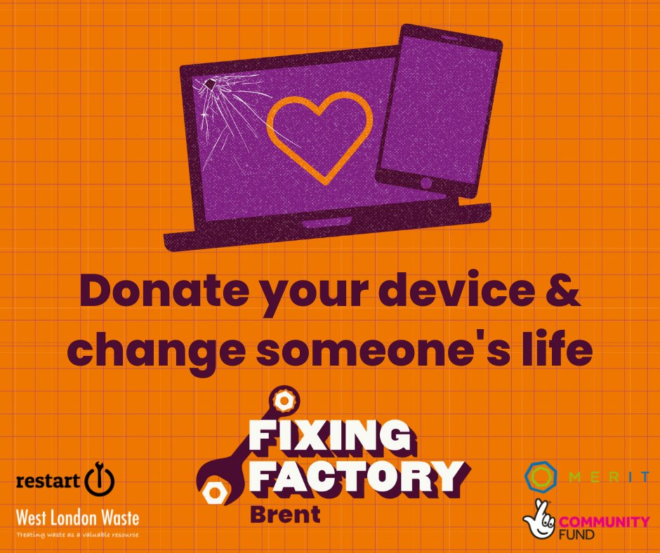 WestLondonWaste's tweet photo. Drop off your unused device and change someone’s life. We will take your unwanted laptop, refurbish it and give it a new home with someone who really needs it #BrentFixingFactory https://t.co/Kby4Di6EM4 @BrentLibraries @Brent_Council https://t.co/Jv45ySQv2k