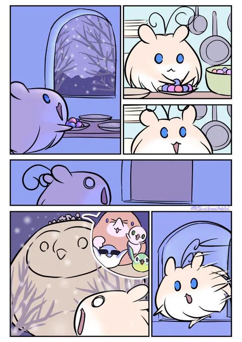 1020日目 へあむ(巨大ロングヘアーはむ)が夕食の準備をしていると雪が降ってきて・・・ 