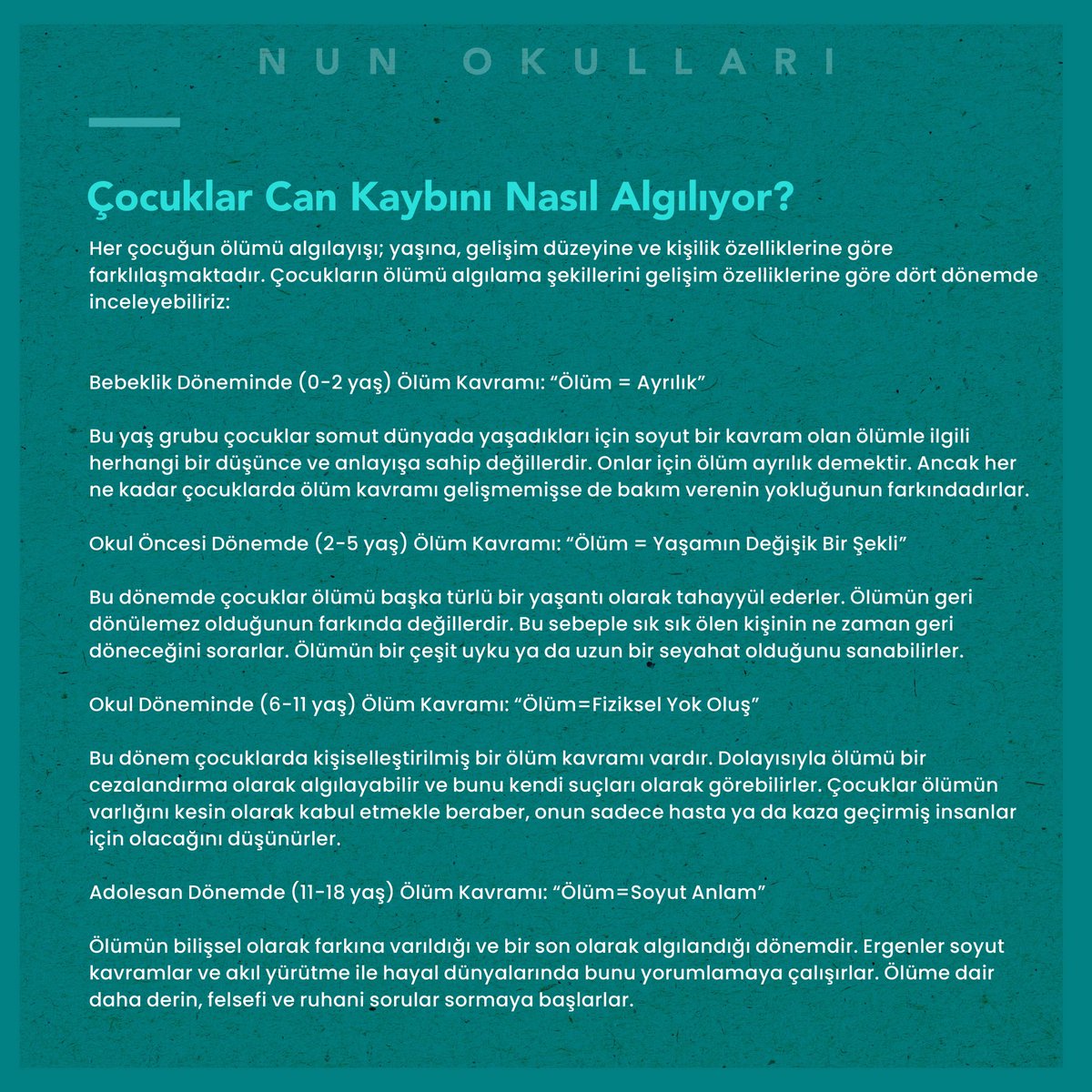 NunOkullari's tweet photo. Okulumuz PDR zümresi tarafından hazırlanan Çocuğun Dünyasında Can Kaybı konulu makalenin tamamına ve Doğal Afet Sonrası
Etkileri Hafifletme ve İyileşme Süreçleri ile ilgili oluşturduğumuz diğer kaynaklara web sitemizden ulaşabilirsiniz. https://t.co/QClEBez5U4