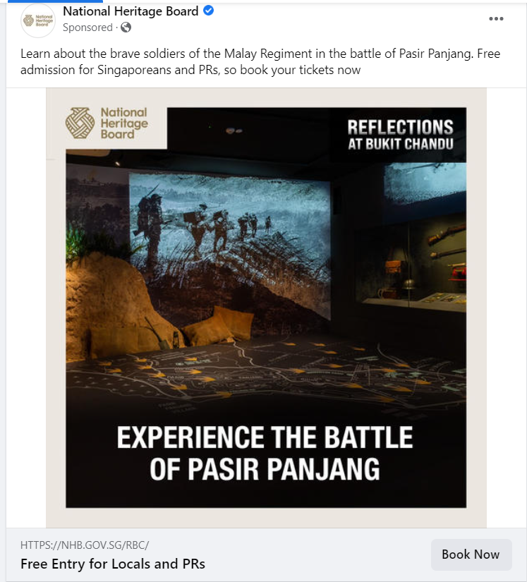 sgliterature's tweet image. I think I know what they mean but I kinda don&apos;t want to literally experience it. #copywritingproblems

Anyway, Reflections At Bukit Chandu has free admission for S&apos;poreans and PRs, check them out: nhb.gov.sg/bukitchandu