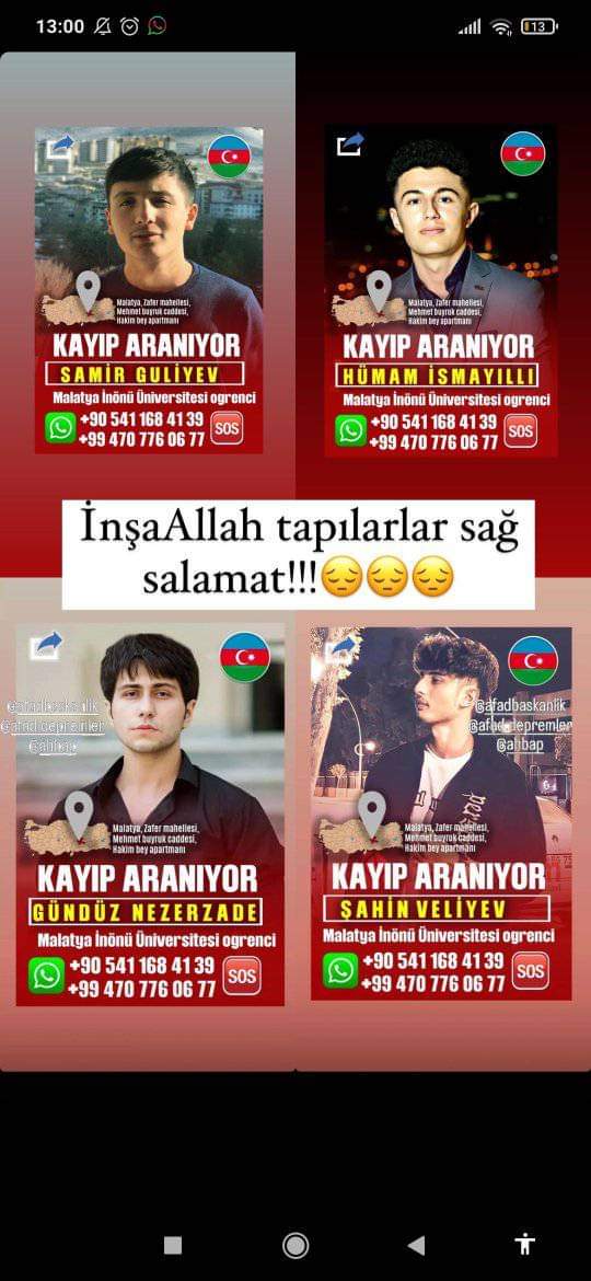 Murad750's tweet photo. ZAHMET OLMASA PAYLAŞIN❗❗❗

Samir Guliyev, Şahin Verdiyev, Hümam İsmayıllı, Gündüz Nezerzade.
MALATYA, ZAFER MAHALLESi, MEHMET BUYRUK CAAD., HAKİMBEY APART., 2.KAT. ❗❗❗🇦🇿🇹🇷 https://t.co/FO7VK347da
