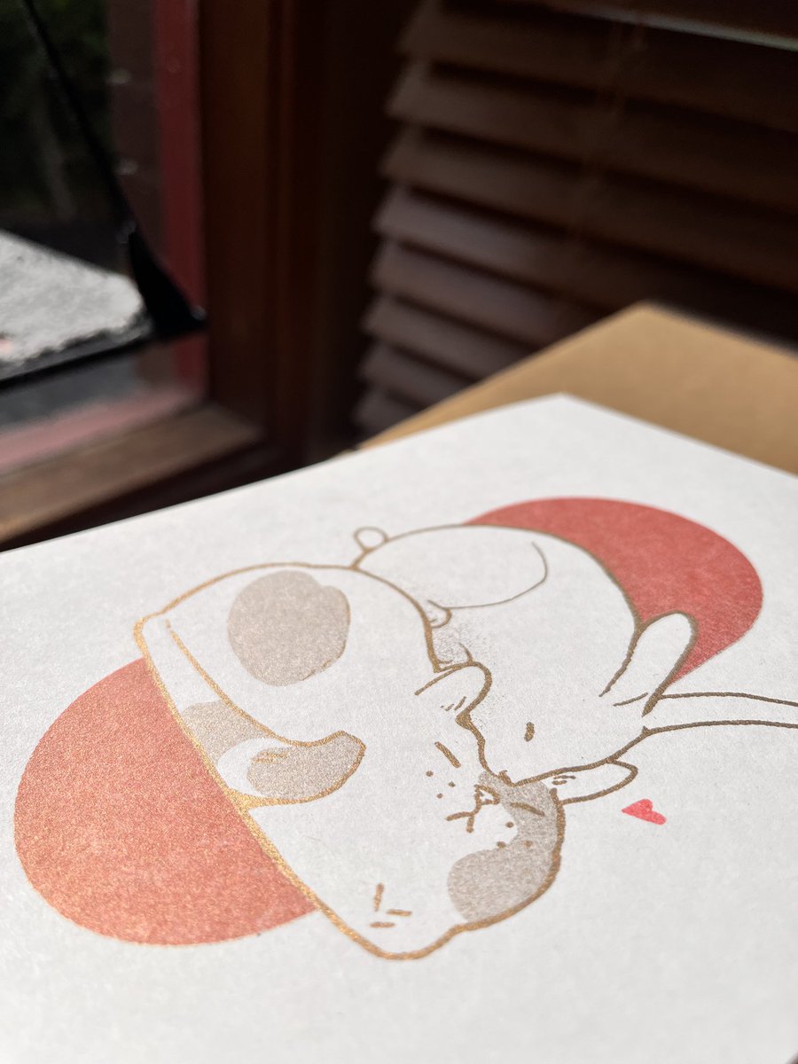 thomdoodles's tweet photo. Feeling very rusty but also excited. I’ve also printed with metallic gold for the first time. Happy year of the Rabbit/Cat https://t.co/RFjMulfp0L