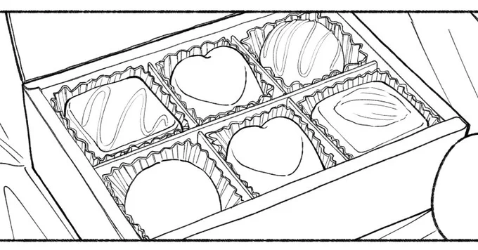 バレンタインの短い百合漫画描いてるよ〜
チョコ可愛く描けた🍫 