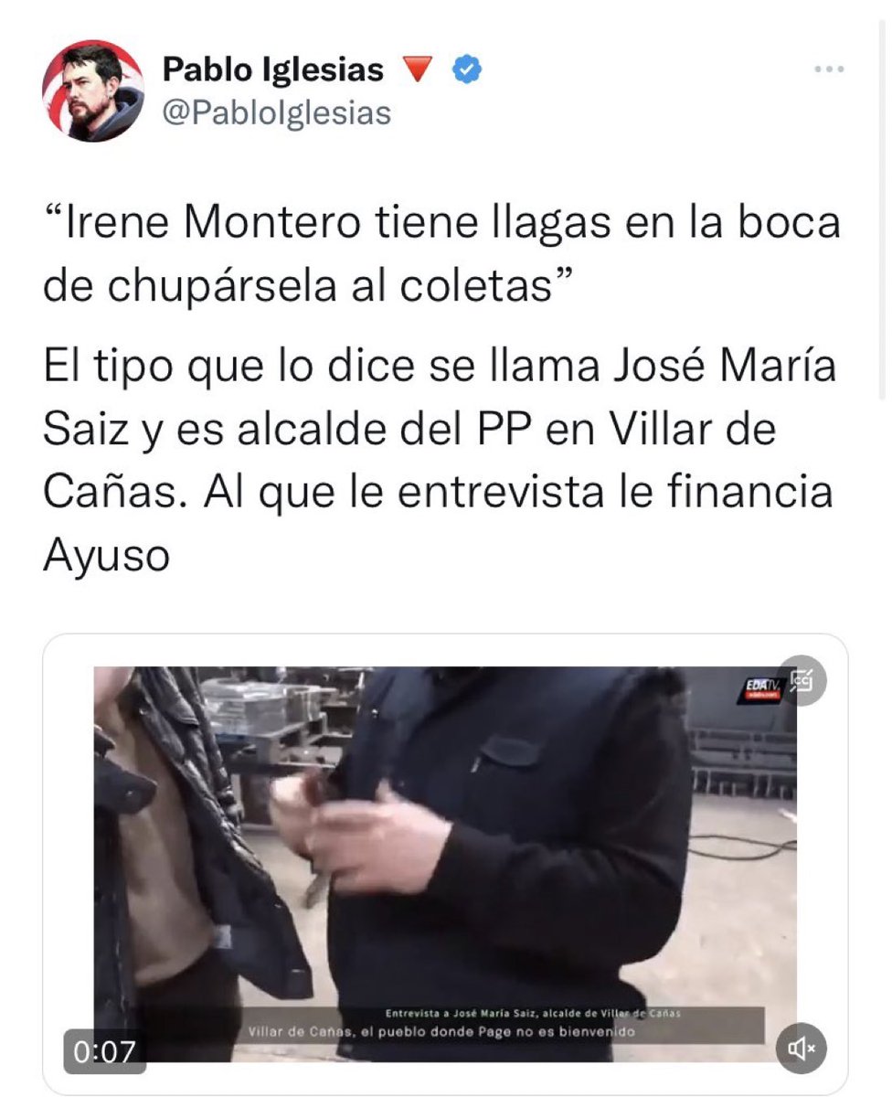 InocenteDuke's tweet photo. “A Mariló Montero la azotaría hasta que sangrase” 

El tipo que lo dijo se llama Pablo Iglesias y fue vicepresidente del gobierno. El que escribe este tweet 👇🏻👇🏻👇🏻 https://t.co/dchYLGB2BA