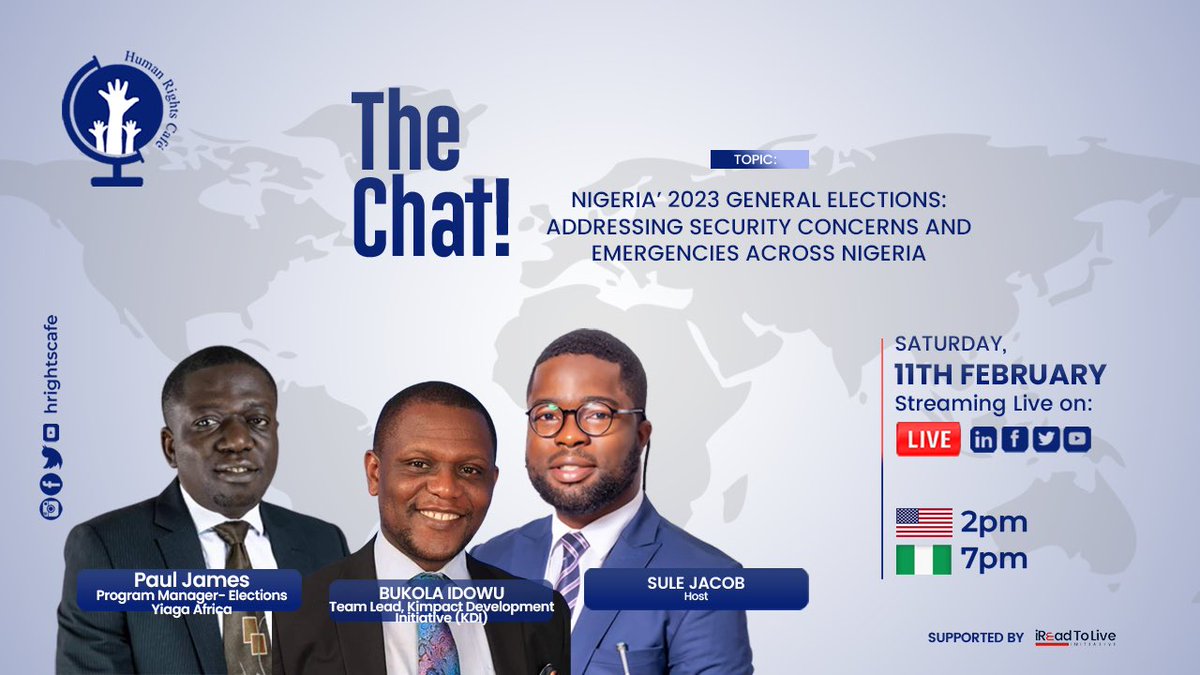 citizens_pod's tweet photo. Looking forward to hosting @bukolaidowu, Team lead @KDI_ng &amp; @J_paulosky Program Manager-Elections @YIAGA tomorrow to discuss Security Concerns &amp; Emergencies during the forth coming General Elections in 🇳🇬. You can watch the conversation via https://t.co/25mZsIJnPc https://t.co/5tSFxc3d3z