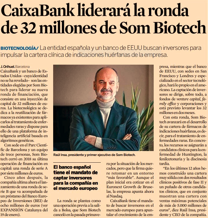 Working with <a href="/caixabank/">CaixaBank</a> to find investors in the European market and close a €32M #seriesb round to continue advancing in the development of drugs for the treatment of #rarediseases.
Article by <a href="/expansioncom/">expansioncom</a> : bit.ly/3IbgYHX