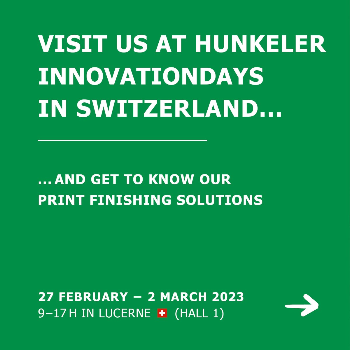 multigraf_swiss's tweet photo. Soon the exhibition "Hunkeler Innovationdays" will take place again...
#touchline #swissmade #multigraf #hid23 #lucerne #printfinishing https://t.co/fhKV7Z2mRv