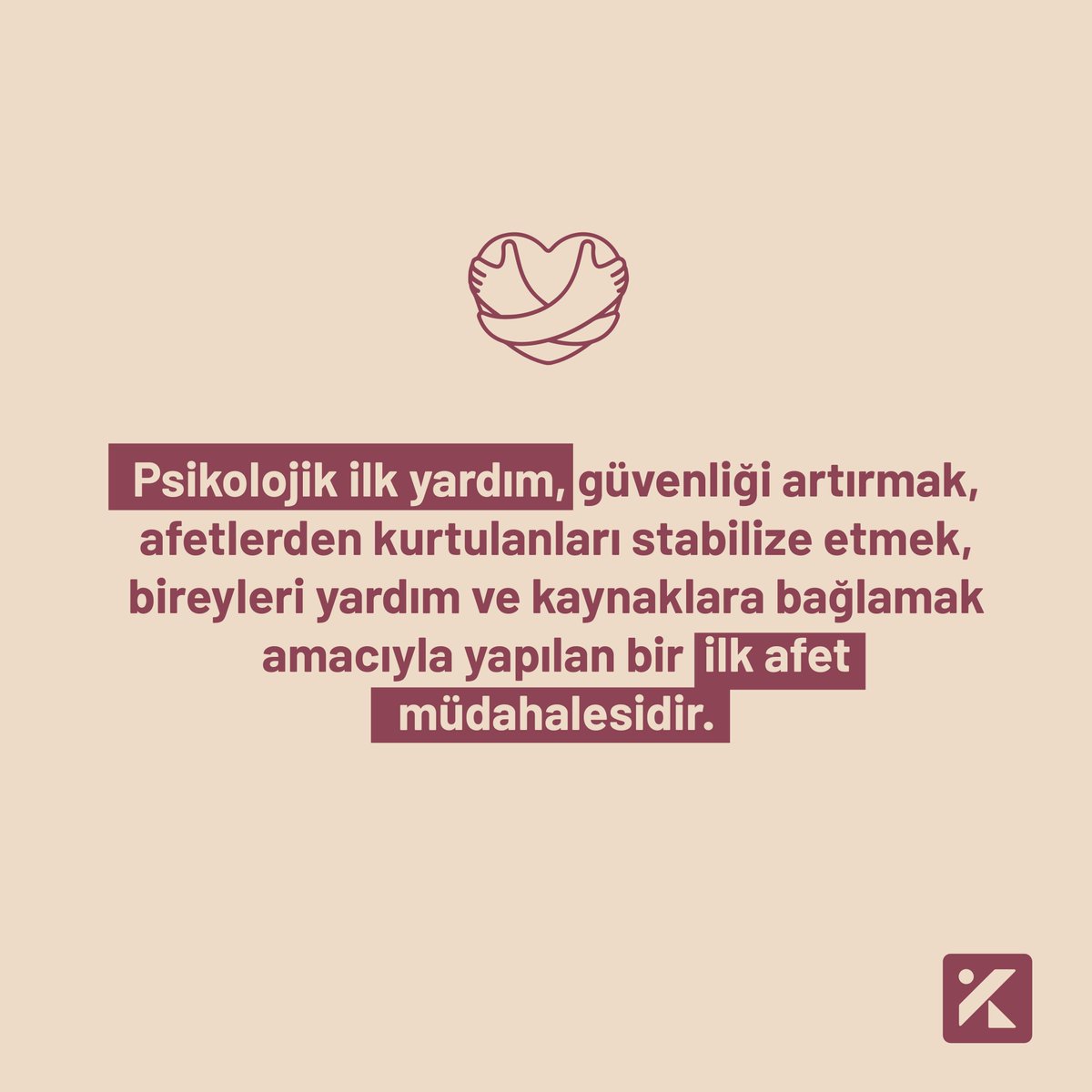 kidologcom's tweet photo. Psikolojik İlk Yardım nedir?
Psikolojik ilk yardımın amacı, afet sonrasında bir bireyin acil endişelerini, ihtiyaçlarını değerlendirmektir ve yerinde tedavi sağlamak değildir. https://t.co/skNiuVDxeF