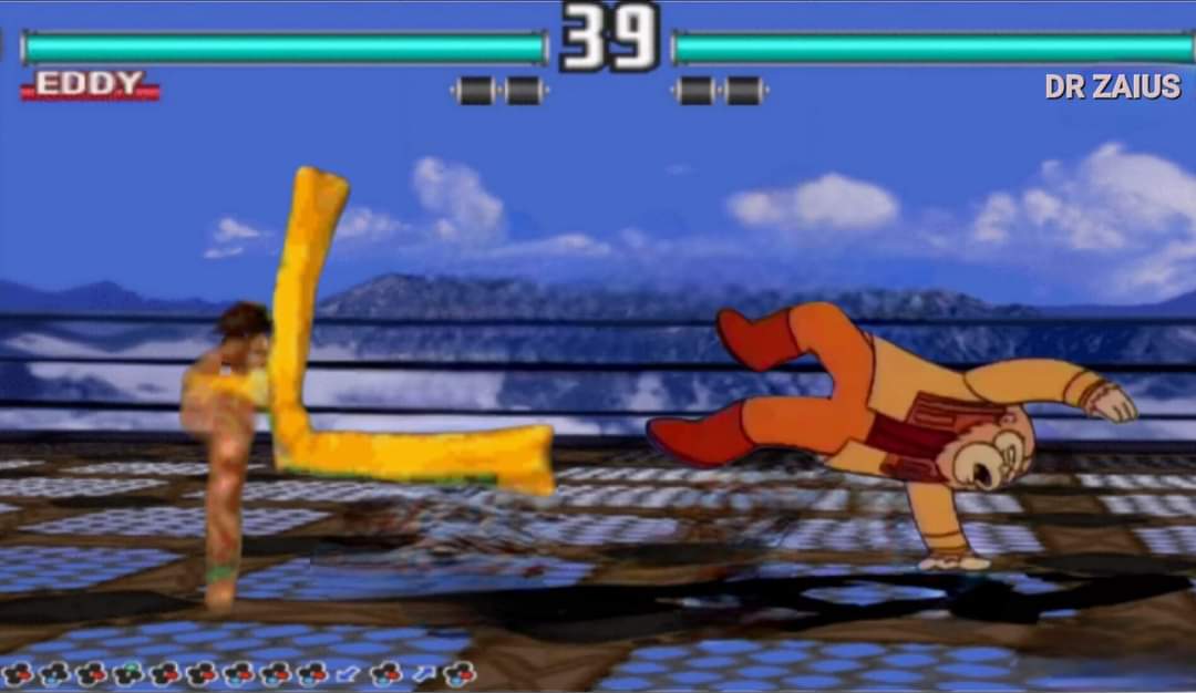 fourfingerpod's tweet photo. Tekken 3 Eddy Gordo has met his match 🤣 https://t.co/58HuicJgo8