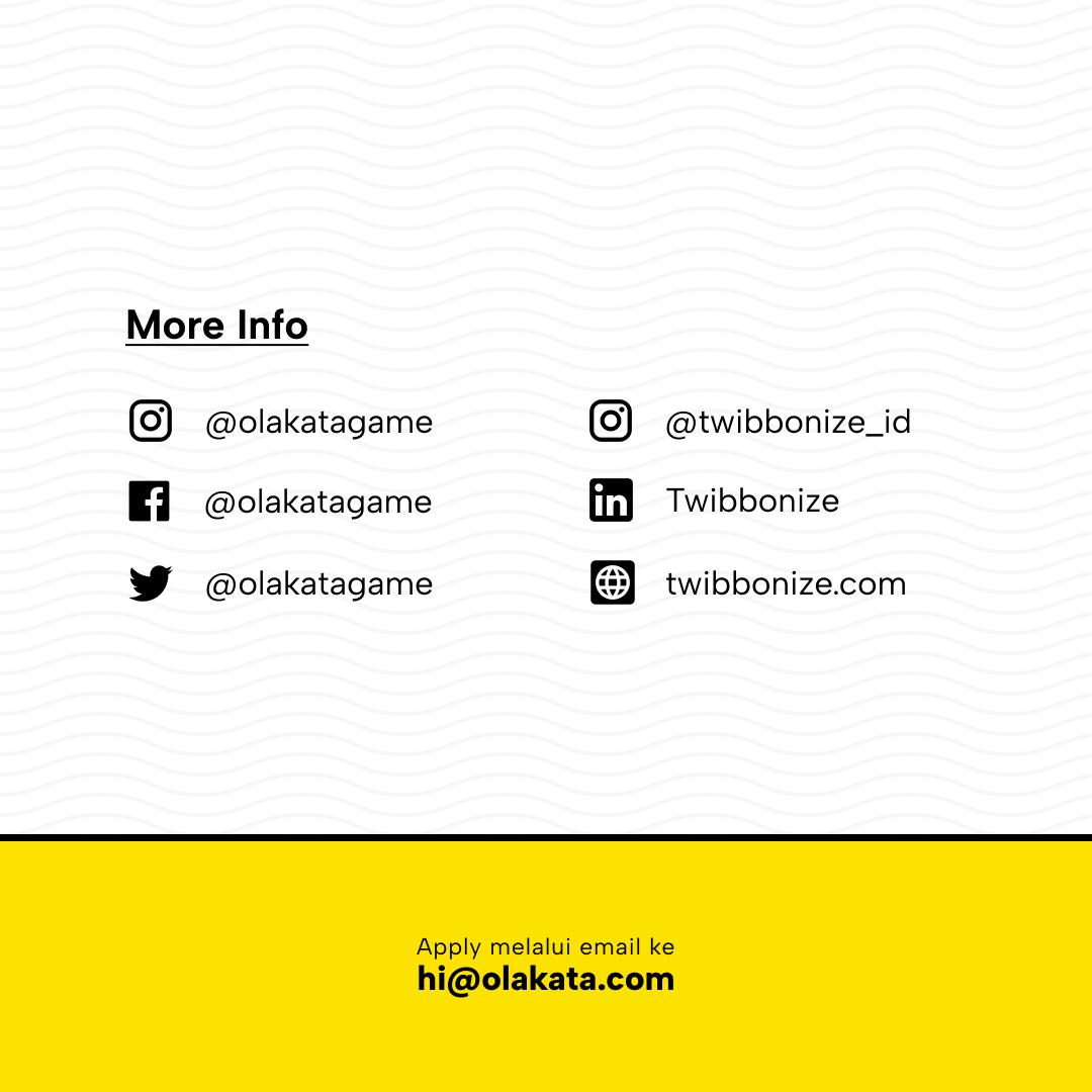 OlakataGame's tweet photo. 📌We are Hiring! Quiz Maker for Olakata🎮
#InfoMagang #InfoInternship #InfoLoker #MagangWFH #MagangMahasiswa #MagangOnline #InfoMahasiswa #InfoLokerIndonesia #LokerIndonesia #Loker #Magang #LowonganKerja #LokerBaru #Lowongan #KerjaOnline #MagangUpdate #LokerUpdate #LokerTerbaru https://t.co/HgMHIFqE5a