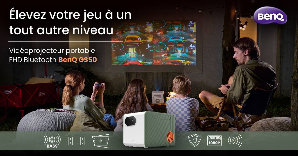 BenqFrance's tweet image. Profitez d'un moment en famille avec le #vidéoprojecteur portable #GS50 de BenQ ! 🥰

Taux de rafraîchissement élevé + faible latence + projection en grand = immersion totale dans vos jeux 🎮

Idéal avec la #Switch, organisez une soirée Jeux Vidéo n'importe où ! 🏎️👾