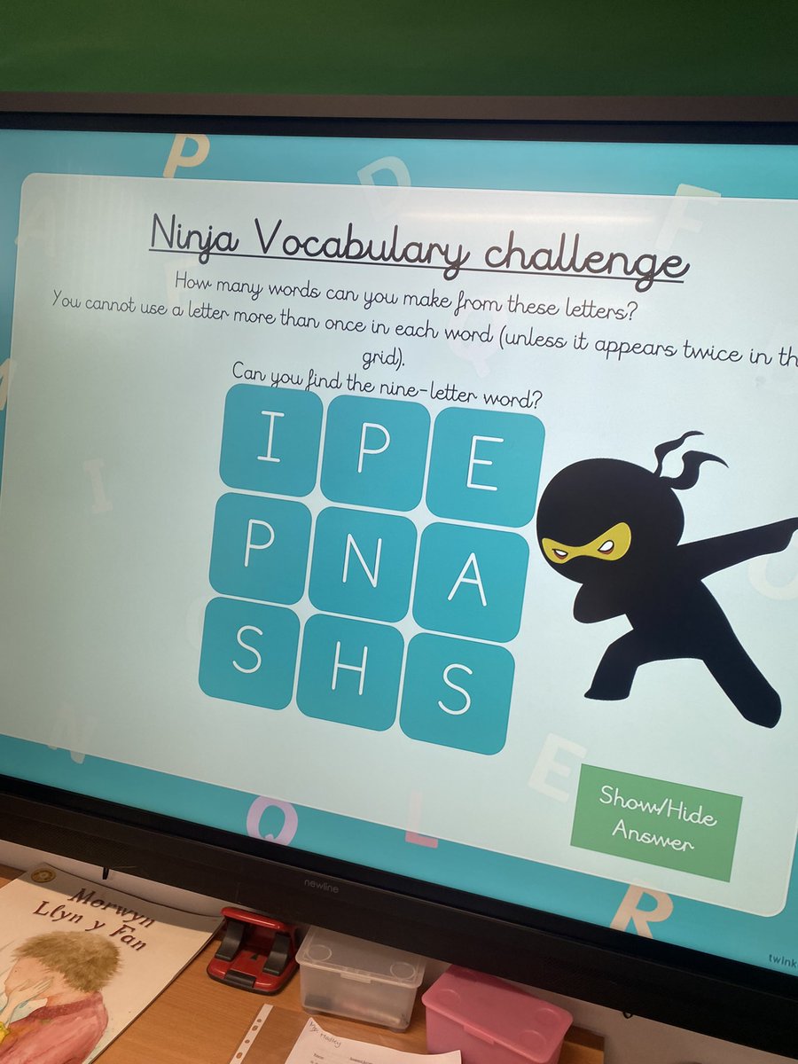 portmeadp's tweet photo. Y5/6 love our Ninja vocabulary challenge on a Friday morning. J was the first pupil to work out the 9 letter word this morning. Can you work it out? Let us know. #pmdp56 #pmdpllc https://t.co/Y4SyxXGn9H