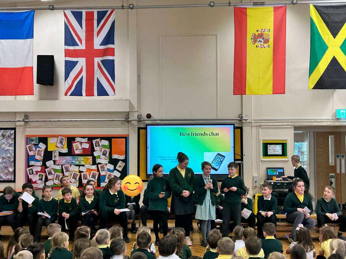 BellfieldPS's tweet photo. Yesterday, Class 5 delivered an amazing assembly to inform the school all about e-safety #BellfieldComputing #SaferInternetDay2023 https://t.co/3JVuoyn2aM