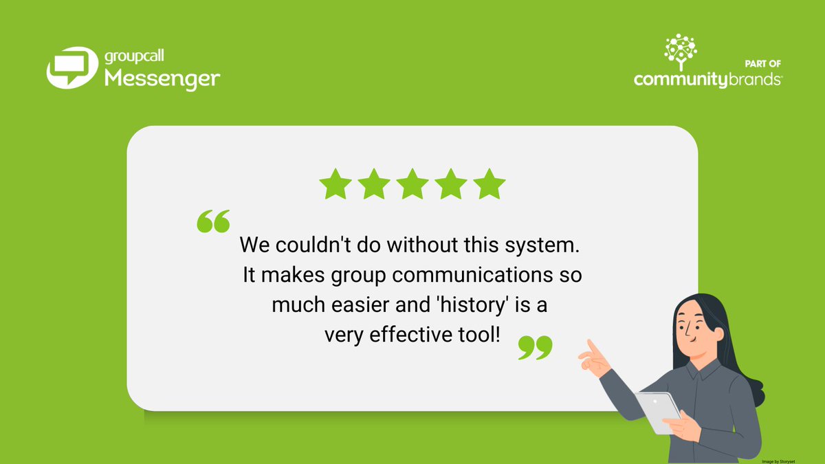 Groupcall's tweet image. Our goal at Groupcall is to make Messenger your go-to tool to manage admin tasks and communicate with families, so these words mean a lot to us! Don't forget to share your Messenger experiences with us! Find out more about the Messenger world: bit.ly/3RHWYQh

#Groupcall