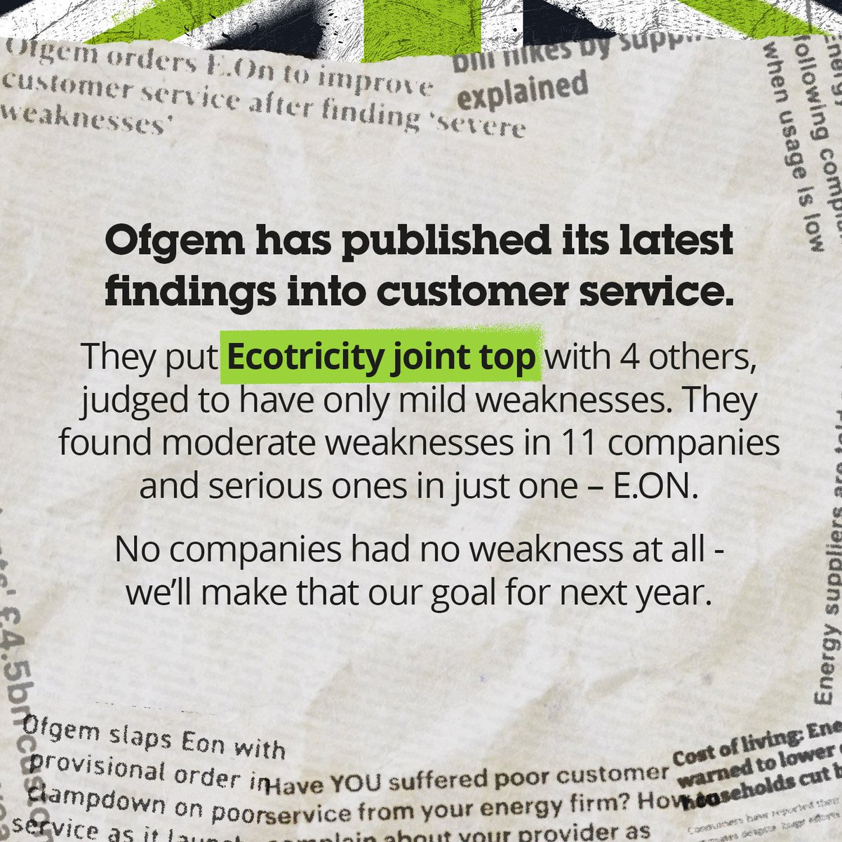DaleVince's tweet image. You might have noticed that the energy industry has been in the news a lot recently. ⚡

Ofgem has published its latest findings - about #customerservice and complaints. Proud to share that @ecotricity has been put in the top five of all energy companies. 

#Ecotricity #Energy