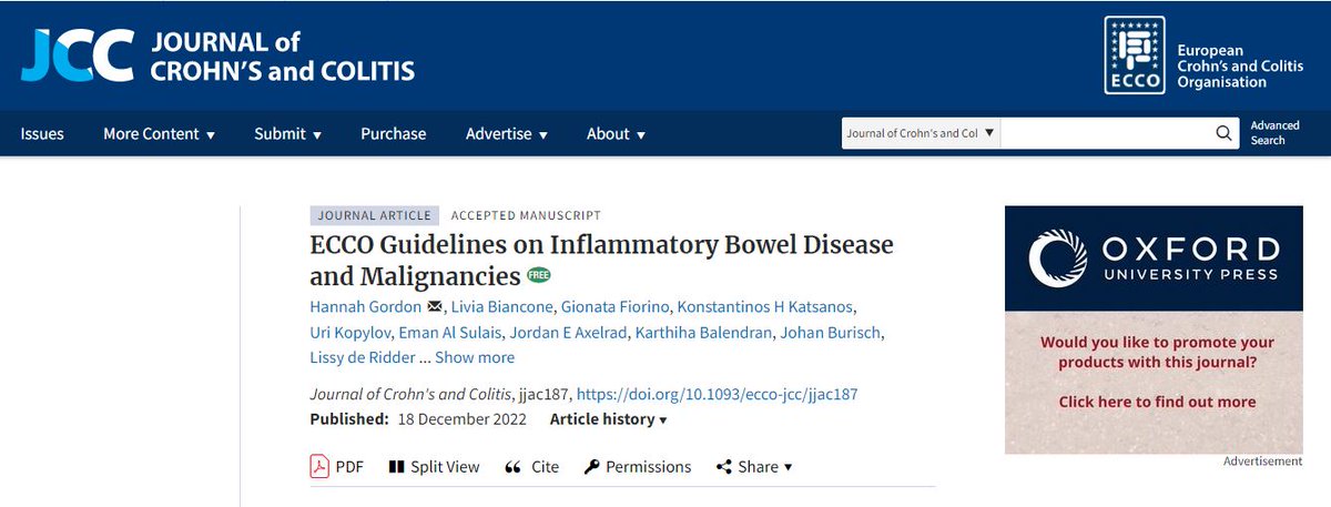 Antonio Caballero Mateos PhD (@dr_acaballero_) on Twitter photo 🗒️2022 ECCO Guidelines on Inflammatory Bowel Disease and Malignancies
24 Key Statements:
CRC
1⃣IBD of the colon has⬆️risk of
developing colorectal cancer: highest in extense UC and 8–10 years after dx or when dysplasia is 🔍
<a href="/Y_ECCO_IBD/">Y-ECCO</a> #IBD #MedEd #GITwitter #MedTwitter
🧵👇 🗒️2022 ECCO Guidelines on Inflammatory Bowel Disease and Malignancies
24 Key Statements:
CRC
1⃣IBD of the colon has⬆️risk of
developing colorectal cancer: highest in extense UC and 8–10 years after dx or when dysplasia is 🔍
<a href="/Y_ECCO_IBD/">Y-ECCO</a> #IBD #MedEd #GITwitter #MedTwitter
🧵👇