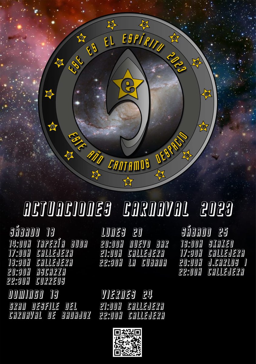 EseEsElEspiritu's tweet photo. Esas serán las paradas en las que la nave U. S. S el Espíritu harán acto de presencia e investigación este año por las calles de Badajoz.
👽Os esperamos!!!👽 https://t.co/bZeArtM9n8