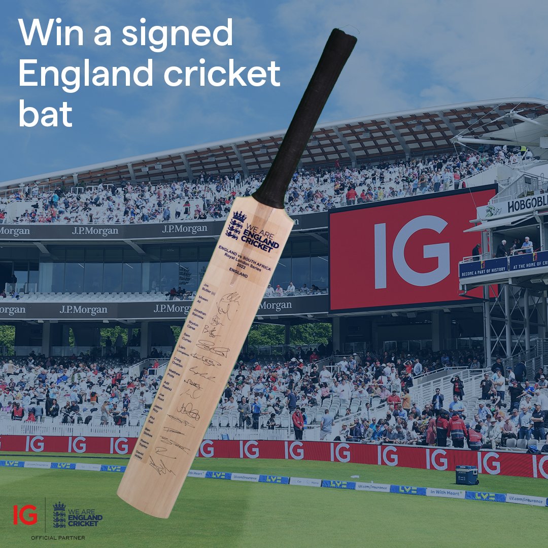 IG (@igcom) on Twitter photo Win a signed <a href="/englandcricket/">England Cricket</a> bat! 🏏
To celebrate the Test year getting underway next week - 𝐬𝐢𝐦𝐩𝐥𝐲 𝐑𝐓 this post to be in the draw to win a bat signed by the England squad
T&Cs: ig.com/uk/giveaways-t… Win a signed <a href="/englandcricket/">England Cricket</a> bat! 🏏
To celebrate the Test year getting underway next week - 𝐬𝐢𝐦𝐩𝐥𝐲 𝐑𝐓 this post to be in the draw to win a bat signed by the England squad
T&Cs: ig.com/uk/giveaways-t…