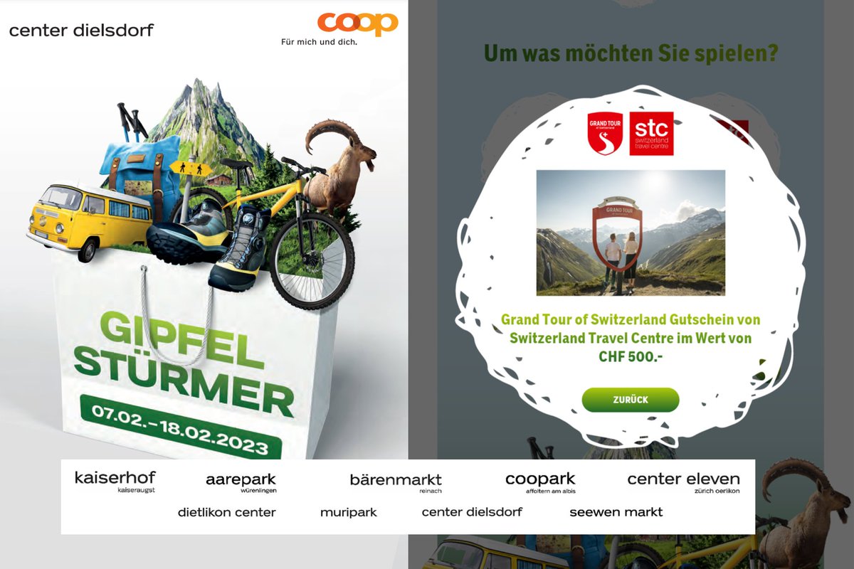 Switzerland Travel Centre (@stczuerich) on Twitter photo #COOPGIPFELSTÜRMER🏔️
Gemeinsam mit der #GrandTourofSwitzerland <a href="/MySwitzerland_d/">Schweiz Tourismus</a> sind wir bis Ende Jahr Teil eines Roadshows welcher Halt in 9 <a href="/Coop/">Mike Cooper</a> Einkaufszentren Region Nordwestschweiz, Zentralschweiz und Zürich macht. Ein Besuch mit der Familie lohnt sich auf jeden Fall! #COOPGIPFELSTÜRMER🏔️
Gemeinsam mit der #GrandTourofSwitzerland <a href="/MySwitzerland_d/">Schweiz Tourismus</a> sind wir bis Ende Jahr Teil eines Roadshows welcher Halt in 9 <a href="/Coop/">Mike Cooper</a> Einkaufszentren Region Nordwestschweiz, Zentralschweiz und Zürich macht. Ein Besuch mit der Familie lohnt sich auf jeden Fall!