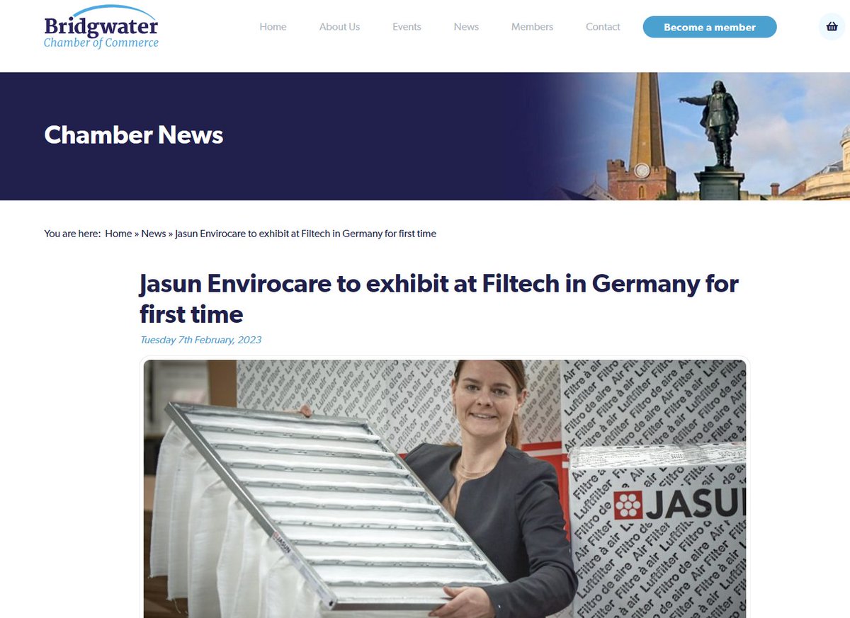 JasunPlc's tweet photo. We’re proud members of the @BridgwaterCoC and we’re really pleased they recently added our latest news to their website for all to see. Danke from our team out in Germany this week, who are working hard at #Filtech. https://t.co/wumAuhMyUl https://t.co/l3W8BYCJVJ