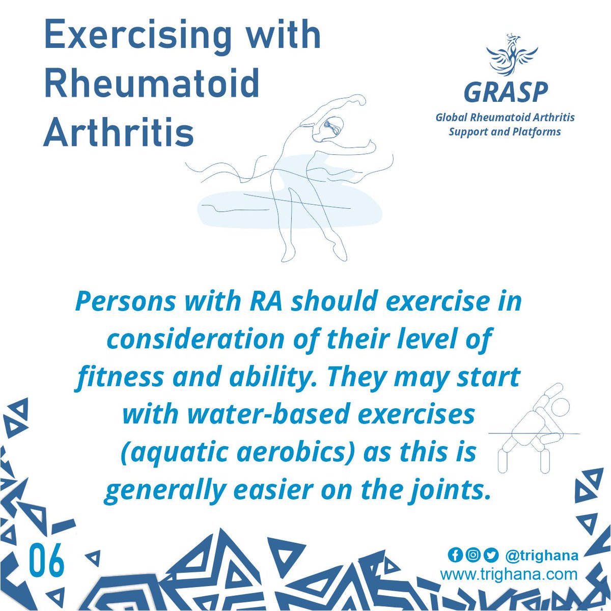 trighana's tweet photo. Persons with RA should...
#rheumatoidarthritis 
#rheumatoidarthritisawareness 
#RA
#exercise 
#RAandExercise
#GRASP
#tRi 
#tRi2gether
#keepmoving https://t.co/NOWdIRow9d