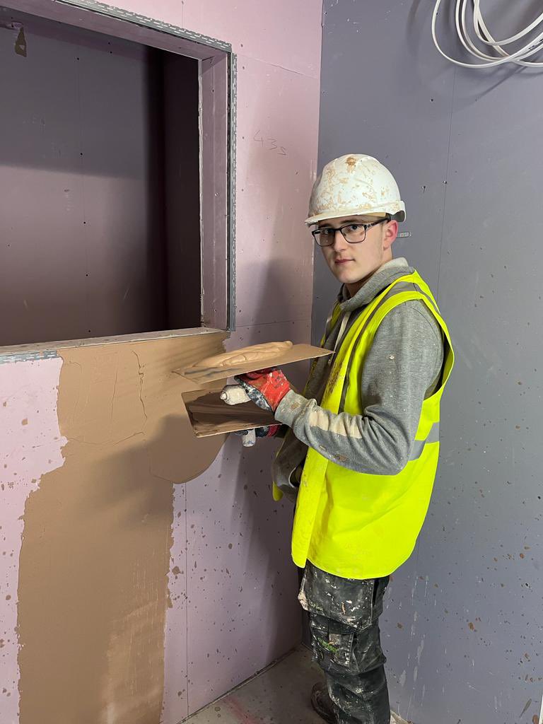 What better way to celebrate #NationalApprenticeshipWeek than to have our newest Plastering Apprentice Jamie start on site @unitedlivinggrp Points Cross site. He joined us on Monday after completing his first two block weeks at @WeAre_LCB. #BuildTheFuture