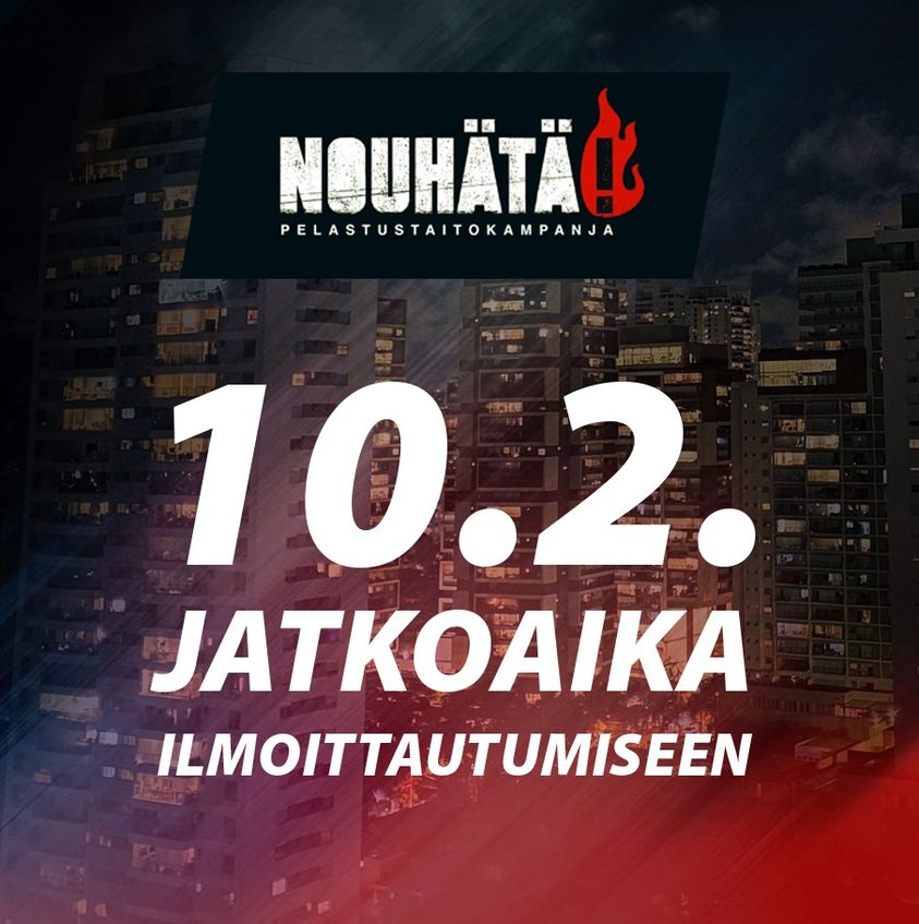 Tämä on viimeinen kuulutus tämän vuoden kampanjaan! Ilmoittautuminen <a href="/NouHata/">NouHätä!</a>'än päättyy tänään, mutta vielä ehtii. Kasiluokkalaisten turvallisuusosaaminen kuntoon.  #turvallisuus #paloturvallisuus #yläkoulu #rehtori   nouhata.fi/ilmoittautumin…