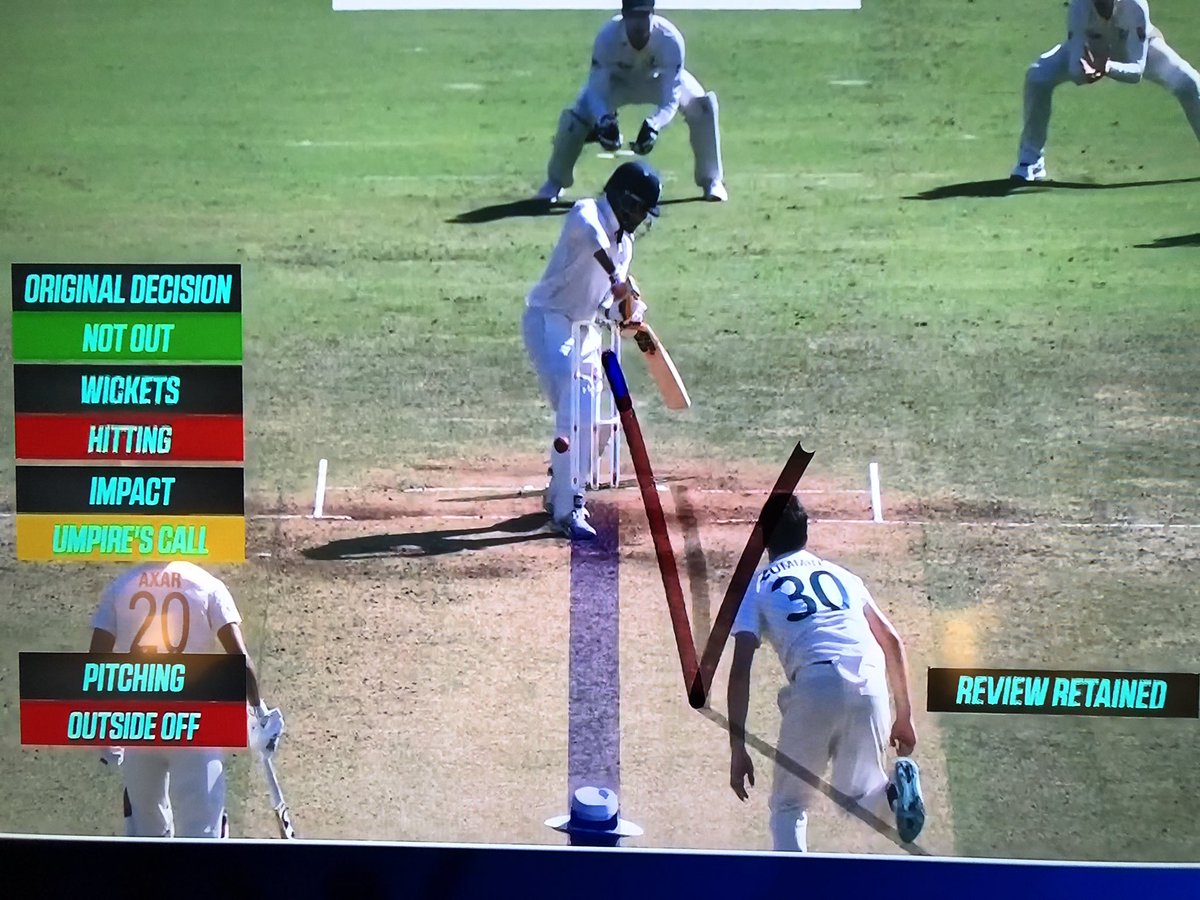 Can someone please explain how this is “impact umpires call”when the graphic clearly shows the ball hitting middle of middle stump