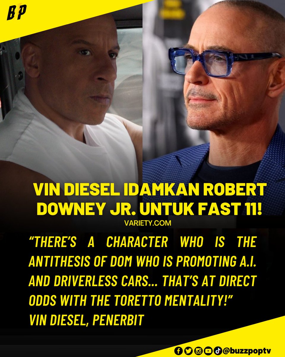 buzzpoptv's tweet image. Filem FAST X pun tak keluar lagi, tapi Vin dah idamkan IRON MAN sebagai antagonis bagi filem sekuel FAST 11! Bincangkan. 🤔

#FastX #Fast11 #FastAndFurious