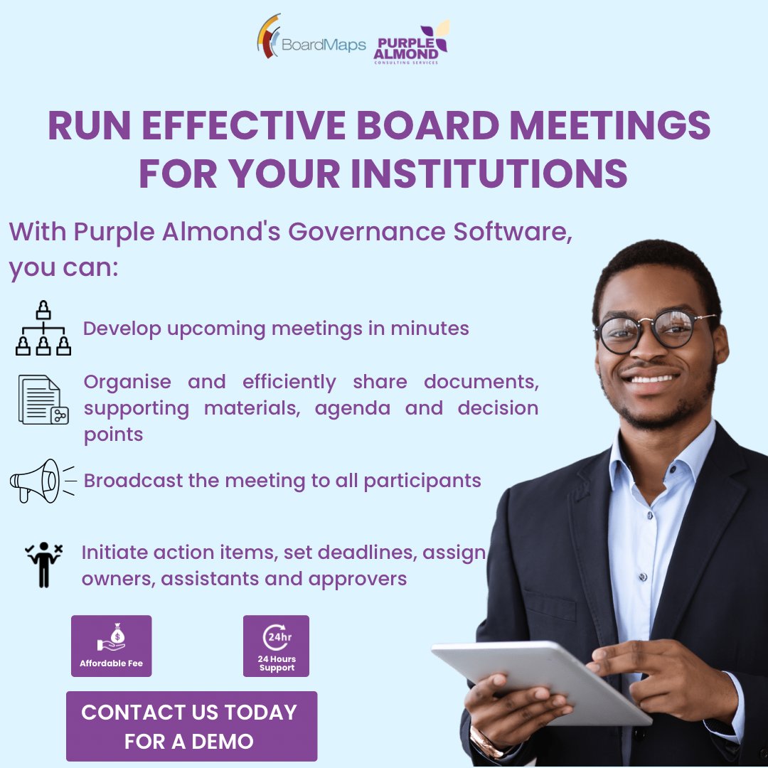 _PAConsulting_'s tweet photo. Take your governance to the next level with BoardMaps! 💻 Our software revolutionizes Board meetings with intuitive organization and streamlined decision-making. Effortlessly manage meeting agendas, decisions, and actions. Say goodbye to disorganized boardrooms. 

1/2 https://t.co/semN5DL4DC